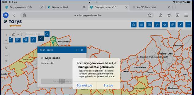 Browser vraagt locatietoestemming